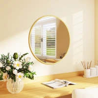 HOMCOM 61cm Decorative Wall Mirror for Bedroom Living Room, Modern Round Bathroom Mirror for Home Decor, Gold Tone(m-10)