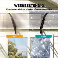 Outsunny Afdak voor Voordeur/Raam, Weerbestendig, Transparant, Aluminium/Polycarbonaat, 303x96x27cm, Zwart(m-6)