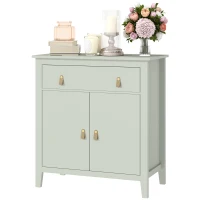 HOMCOM Aparador con Cajón Armario de 2 Niveles y Estante Ajustable Base Elevada y Amplia Superficie 80x40x90cm Verde Claro(m-11)