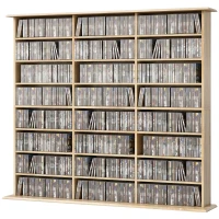 HOMCOM Mueble de Almacenamiento para 1032 CD y 594 DVD Estantería Multimedia 24 Compartimentos y 18 Estantes Ajustables Roble(m-12)