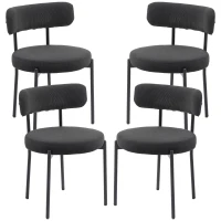 HOMCOM Lot de 4 chaises de salle à manger avec dossier en tissu pieds en acier 51 x 51 x 76 cm noir(m-12)