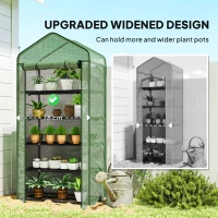 Outsunny 5 Tier Widened Mini Greenhouse with Reinforced PE Cover, Portable Indoor Outdoor Green House with Roll-up Door and Wire Shelves, 90 x 49 x 193cm, Green(m-4)