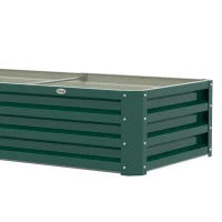 Outsunny Lot de 2 Carrés Potagers de Jardin Rectangulaires, Tôle d'Acier Ondulée, 120 x 60 x 30,5 cm, Vert Foncé(m-12)