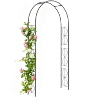 Outsunny tuinboog, rankraster, plantenboog, trellis, tuin, gewelfd dak, metaal, zwart 114 x 30 x 230 cm