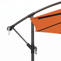 Outsunny 3 m Cantilever Parasol with Cross Base, Offset Outdoor Umbrella with Crank Handle, Hanging Sun Shade, Orange(m-9)