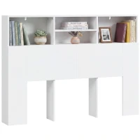 HOMCOM Tête de lit 140 cm avec rangement Tête de lit avec 4 compartiments ouverts pour chambre Blanc(m-7)