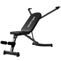 SPORTNOW Ławka składana z prostownikiem nóg, 3-pozycyjne oparcie, 3 poziomy oporu, udźwig 300 kg(m-1)