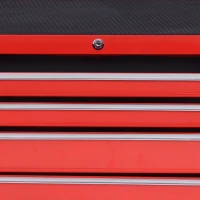 DURHAND Carrello Porta Attrezzi con 7 Cassetti, Tappetini in EVA, Serratura e 2 Chiavi, Ruote con Freno, Maniglia, Rosso(m-4)