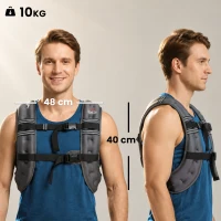 HOMCOM 10KG Weighted Vest, Running Weight Vest with Adjustable Strap, Convenient Pocket and Reflective Strips for Men and Women(m-3)