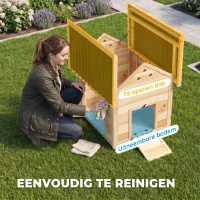 PawHut Eendenhok eendenstal klein dierenhok, weerbestendig, 2 ingangen, 2 hellingen, 78 x 90 x 92 cm, 'Naturel + Zwart'(m-4)