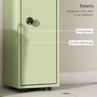 kleankin Smalle badkamerkast met lade en 4 open vakken voor kleine ruimtes 20 x 20 x 180 cm Groen(m-6)