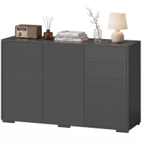 HOMCOM Sideboard Komoda, 2 szuflady, Push-Click, 117 cm x 36 cm x 74 cm, Czarny(m-10)