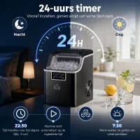 HOMCOM Eisblokjesmachine IJsblokjesdispenser Ice-Maker 20kg/24u 2,3L IJsbereider met 3,2L Watertank, Zwart(m-8)