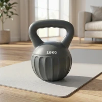 SPORTNOW Kettlebell 10 kg, pesa con asa antideslizante, pesa en bola, musculación, entrenamiento, para gimnasio, Gris(m-2)