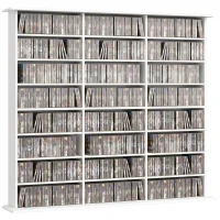 HOMCOM Aufbewahrungsmöbel 1032 CDs / 594 DVDs, Multimedia-Regal, 24 Fächer und 18 verstellbare Regalböden, Weiß(m-8)