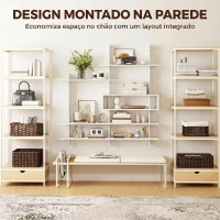 HOMCOM Estante Flutuante de Parede Geométrica Branca com 4 Níveis e Compartimento Central 136x20x140 cm Branco(m-5)
