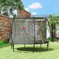 SPORTNOW 8ft Outdoor Trampoline with Enclosure Net, Spring Cover, Black(m-10)