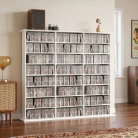 HOMCOM Aufbewahrungsmöbel 1032 CDs / 594 DVDs, Multimedia-Regal, 24 Fächer und 18 verstellbare Regalböden, Weiß(m-2)