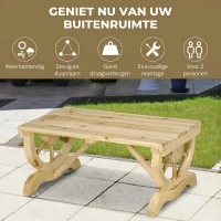 Outsunny tuinbank voor 2 personen, massief hout, natuurlijke kleur, 98 x 50 x 39.5 cm(m-6)