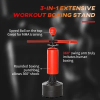 HOMCOM Sac de Box Reglabil pe Înălțime cu Punching Ball și Bază Umplibilă, 88x48x155-205 cm, Roșu și Negru(m-4)
