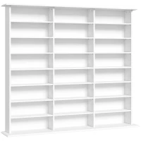 HOMCOM Aufbewahrungsmöbel 1032 CDs / 594 DVDs, Multimedia-Regal, 24 Fächer und 18 verstellbare Regalböden, Weiß(m-1)