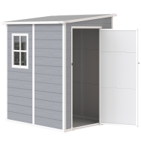 Outsunny Tuinschuur Metaal, Aluminium, Ruime Tuinschuur Met Slot, Ventilatie En Daglicht, 122x149x192/177 Cm, Grijs