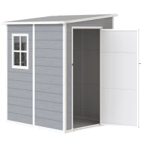 Outsunny Tuinschuur Metaal, Aluminium, Ruime Tuinschuur Met Slot, Ventilatie En Daglicht, 122x149x192/177 Cm, Grijs(m-1)