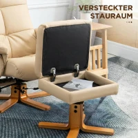 HOMCOM Sillón Relax Reclinable con Reposapiés 10 Puntos de Masaje Giratorio Mando a Distancia Bolsillo Lateral Crema(m-6)
