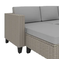 Outsunny 5-Piece Rattan Patio Furniture Set with Corner Sofa, Footstools, Coffee Table, for Poolside, Brown(m-13)