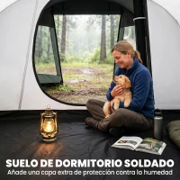 Outsunny Tienda de Campaña para 3 Personas Impermeable PU2000 mm Protección UV30+ con Bolsa de Transporte 475x264x172 cm Verde(m-5)