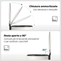 HOMCOM Cestino Spazzatura da 30L con Coperchio a Chiusura Morbida in Metallo e PP, Crema(m-5)