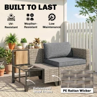 Outsunny 5-Piece Rattan Patio Furniture Set with Corner Sofa, Footstools, Coffee Table, for Poolside, Brown(m-7)