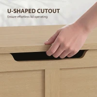 HOMCOM 127L Home Storage Box, with Safety Hinges - Nature Wood Finish(m-6)