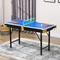 SPORTNOW 2-in-1 Billardtisch, Tischtennisplatte, mit Zubehör, 140x63x80cm, Blau/Grün(m-10)