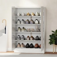 HOMCOM Meuble à chaussures 20 paires armoire à chaussures à haute brillance 5 niveaux étagères réglables 72x34,5x103cm blanc(m-8)