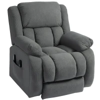 HOMCOM Relaxstoel met Massage- en Warmtefunctie, Elektrische Opsta-Stoel, Afstandsbediening, Zijvakken, Grijs(m-11)