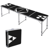 Outsunny Campingtafel, inklapbaar, licht, in hoogte verstelbaar, aluminium frame, 240 x 60 x 54/62/70 cm, Zwart(m-10)