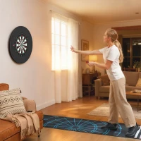 SPORTNOW Dartscheibe Dartboard-Set mit Schutzring, 6 Dartpfeile mit Stahlspitzen, Sisal, Kunststoff, Schwarz(m-8)