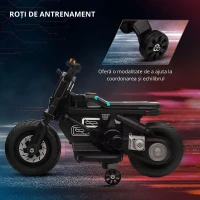 HOMCOM Motocicleta electrica cu roti de antrenament, jucarie in aer liber pentru 3-5 ani - negru(m-7)