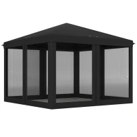 Outsunny 3 x 3 m Pop Up Gazebo, 420D Garden Tent Canopy with Removable Mesh Sidewall Netting, Carry Bag for Garden Patio Outdoor, Black(m-1)