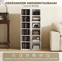 HOMCOM 204 CD-Aufbewahrungsregale im 2er-Set, Blu-Ray-Turmständer mit verstellbaren Regalböden, Bücherregal-Organizer, Weiß(m-4)