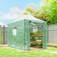 Outsunny Pop Up Gewächshaus ca. 200x300x270 cm Faltbar Foliengewächshaus mit Satteldach Reißverschlusstüren und -fenstern(m-10)