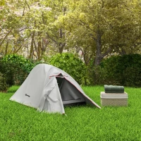 Outsunny Tenda da Campeggio con Borsa da Trasporto, in Poliestere e Alluminio, 300x135x110 cm, Grigio Chiaro(m-10)