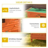 PawHut dwergkonijnenhok dubbellaags 90cm x 45cm x 90cm weerbestendig dennenhout(m-7)