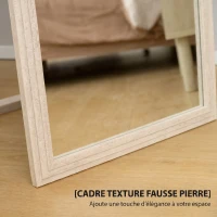 HOMCOM Miroir sur Pied Rectangulaire 160 x 50 cm, Cadre Texturé à Effet Pierre, Angle d'Inclinaison Réglable, Blanc(m-6)