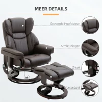 HOMCOM Relax Massagestoel met voetbank 145° kantelbare bruin(m-7)