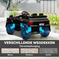 HOMCOM SUV voor elektrische auto's voor kinderen, tot 5 km/u, met veiligheidsgordel, afstandsbediening, koplampen, zwart(m-9)