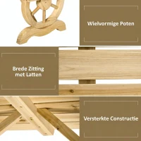 Outsunny tuinbank voor 2 personen, massief hout, natuurlijke kleur, 98 x 50 x 39.5 cm(m-4)