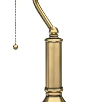HOMCOM Desk Lamp with USB Ports, Banker's Table Lamp Desk Lamp with Vintage Bronze Tone Base and Pull Rope Switch, Green(m-13)