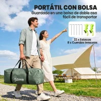 Outsunny Tienda de Campaña para 3 Personas Impermeable PU2000 mm Protección UV30+ con Bolsa de Transporte 475x264x172 cm Verde(m-7)